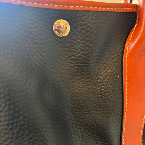 Dooney & Bourke Black & Brown Leather Pebbled Tote Bag With Double Handles - Picture 6 of 13